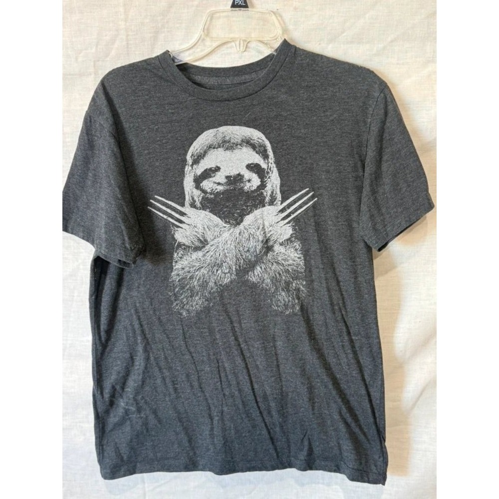 Sloth Graphic Tee Charcoal Grey Size M